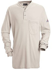 Bulwark Excel-FR Flame Resistant Long Sleeve Tagless Henley Shirt