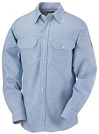 Bulwark Excel-FR™ Flame Resistant Button Front Dress Uniform Striped Shirt