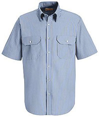 Men's Oxford Striped Dress Uniform Shirt