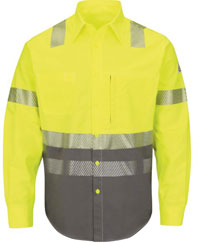 Bulwark Flame Resistant ComforTouch 7.oz Hi-Viz Color Block Uniform Shirt