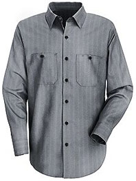 Men's Industrial Stripe Long Sleeve Work Shirt