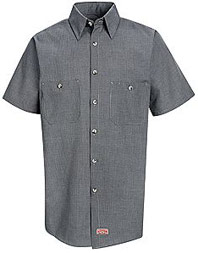 Men's Micro-Check Short Sleeve Work Shirt	