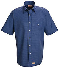 Men's Short Sleeve Mini Plaid Uniform Shirt