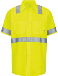 Red Kap Hi-Visibility Short Sleeve Ripstop Work Shirt W/Mimix + Oilblok - Type R Class 2