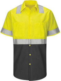 Red Kap Hi-Visibility Short Sleeve Color Block Work Shirt - Type R, Class 2 