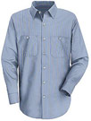 Men's Industrial Stripe Long Sleeve Mock Oxford Shirt