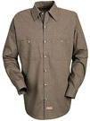 Men's Long Sleeve Geometric Micro-Check Work Shirt 