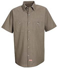 Men's Short Sleeve Geometric Micro-Check Work Shirt 