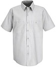 Men's Poplin Striped Short Sleeve Dress Uniform Shirt