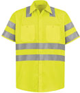 Red Kap Hi-Visibility Rip Stop Short Sleeve Work Shirt - Type R Class 3